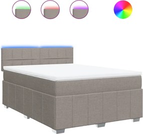 vidaXL Κρεβάτι Boxspring με Στρώμα Taupe 140x200 εκ. Υφασμάτινο