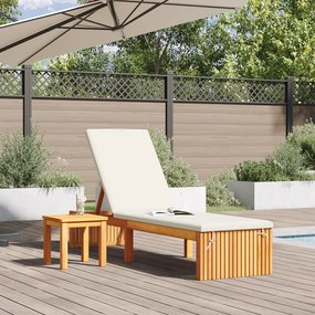 vidaXL Ξαπλώστρα με Μαξιλάρι 200x55x30 εκ Μασίφ Ξύλο Ακακίας