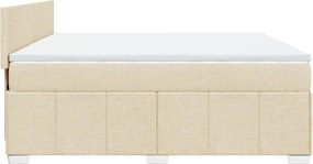 vidaXL Κρεβάτι Boxspring με Στρώμα Κρεμ 180x200 εκ. Υφασμάτινο