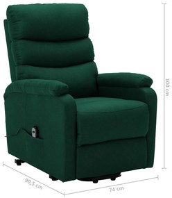 vidaXL Πολυθρόνα με Ανύψωση Σκούρο Πράσινη Υφασμάτινη