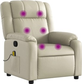 vidaXL Πολυθρόνα Μασάζ Ανακλινόμενη Κρεμ από Συνθετικό Δέρμα