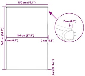 Κουρτίνα Μπάνιου Ρολό κασέτα 150x240εκ. Πλάτος υφάσματος 146εκ. - Γκρι