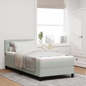 vidaXL Κρεβάτι με Στρώμα Light Grey Μονό Βελούδο