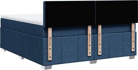 vidaXL Κρεβάτι Boxspring με Στρώμα Μπλε 200x200 εκ. Υφασμάτινο