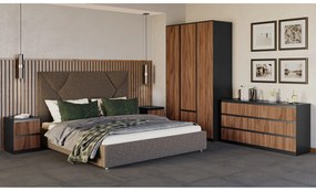 Μπουφές/Συρταριέρα RONAN με 3+3 συρτάρια Livorno Oak/Μαύρο 140x42x74.5cm