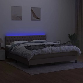 ΚΡΕΒΑΤΙ BOXSPRING ΜΕ ΣΤΡΩΜΑ &amp; LED TAUPE 180X200 ΕΚ. ΥΦΑΣΜΑΤΙΝΟ 3133417