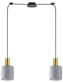 SE21-GM-4-BL2-SH2 ADEPT TUBE Gold Matt Pendant Grey Fabric Shade+