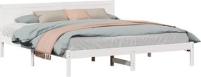vidaXL Σκελετός Κρεβατιού Λευκό 200 x 200 cm Μασίφ ξύλο πεύκου