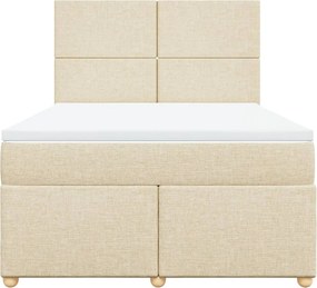 vidaXL Κρεβάτι Boxspring με Στρώμα Κρεμ 140x200 εκ. Υφασμάτινο