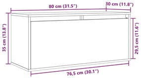 Ντουλάπι Τοίχου Καφέ Μελί 80 x 30 x 35 εκ από Μασίφ Ξύλο Πεύκου - Καφέ