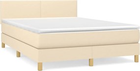 vidaXL Κρεβάτι Boxspring με Στρώμα Κρεμ 140x200 εκ. Υφασμάτινο