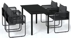 vidaXL Σετ Τραπεζαρίας Κήπου 5 Τεμαχίων Μαύρο