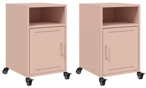 vidaXL Κομοδίνα 2 τεμ. Ροζ 36x39x59 εκ. από Χάλυβα