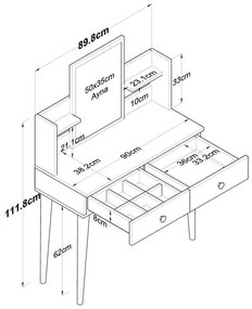 Τουαλέτα καθρέπτης Rainy pakoworld λευκό 90x38.2x111.8εκ