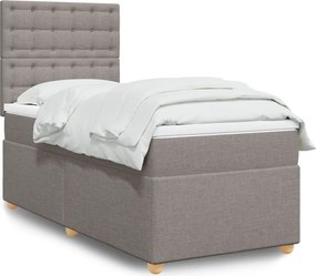 vidaXL Κρεβάτι Boxspring με Στρώμα Taupe 100 x 200 εκ. Υφασμάτινο