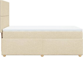 vidaXL Κρεβάτι Boxspring με Στρώμα Κρεμ 90x200 εκ.Υφασμάτινο