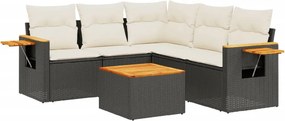 vidaXL Patio Sofa Set 6-θέσια Black and Cream