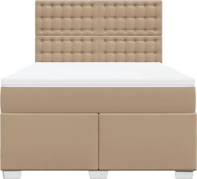 vidaXL Κρεβάτι Boxspring με Στρώμα Καπουτσίνο 140x200εκ.από Συνθ.Δέρμα