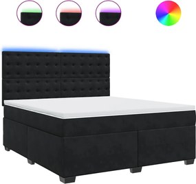 vidaXL Κρεβάτι Boxspring με Στρώμα Μαύρο 180x200 εκ. Βελούδινο