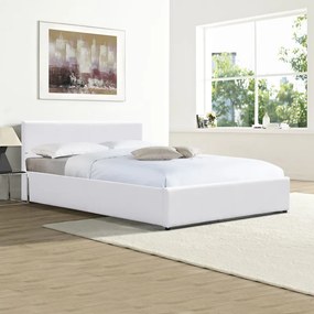 Κρεβάτι Dellia pakoworld με αποθηκευτικό χώρο pu λευκό 150x200εκ