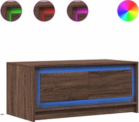 vidaXL Τραπεζάκι Σαλονιού με Φώτα LED Καφέ Δρυς Επεξ. Ξύλο