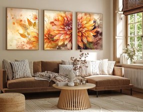 Decorative Framed MDF Painting (3 Pieces) Huhu220 - 50 x 70 Multicolor