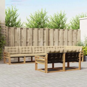 vidaXL Σειρά Καναπέ Εξωτερικού με μαξιλάρι 8 pcs Λευκό και Μπεζ