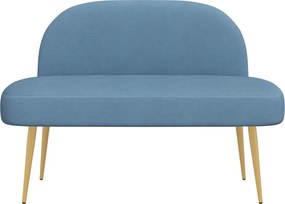 vidaXL Δερμάτινος Πάγκος με Πλάτη Μπλε 110 x 60 x 76 cm