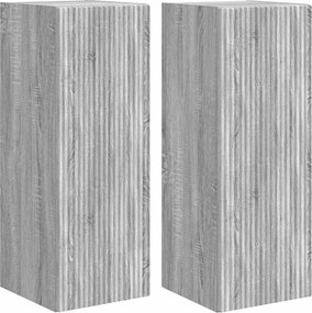 vidaXL Ντουλάπι Τηλεόρασης Τοίχου 2 pcs Γκρίζο Σονομα