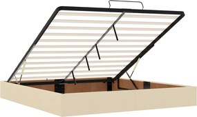 vidaXL Κρεβάτι Ottoman με Στρώμα και LED Κρεμ 180 x 200 cm Ύφασμα
