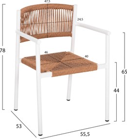 ΠΟΛΥΘΡΟΝΑ ΑΛΟΥΜΙΝΙΟΥ STER HM5786.11 ΛΕΥΚΗ-ΣΥΝΘ.RATTAN ΜΠΕΖ 55,5x53x78Υεκ.