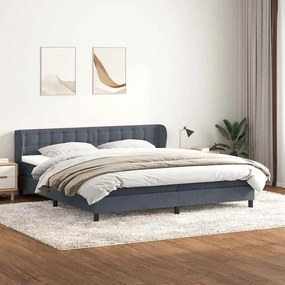 Box Spring Κρεβάτι με στρώματα Σκούρο γκρι 200x210 cm Βελούδινο - Γκρι