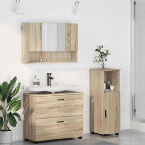 vidaXL Σετ Επίπλων Μπάνιου με ράφι 3 pcs Sonoma Δρυς 76,5 x 35 x 64 εκ