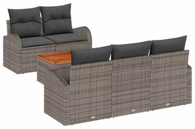 vidaXL Σετ Καναπέ Κήπου 6 pcs Γκρι Πολυ ράταν