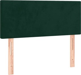 vidaXL Κρεβάτι Boxspring με Στρώμα &amp; LED Σκ. Πράσινο 80x200 εκ Βελούδο
