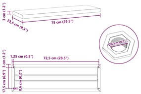 ΡΑΦΙΑ ΤΟΙΧΟΥ 2 ΤΕΜ. ΜΑΥΡΟ 75X23,5X3 ΕΚ. ΑΝΟΞΕΙΔΩΤΟ ΑΤΣΑΛΙ 30292