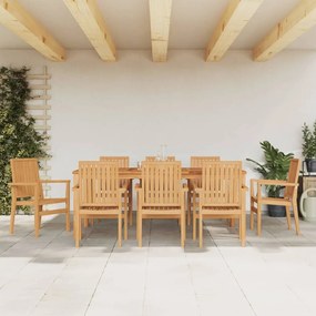 Καρέκλες Κήπου Στοιβαζόμενες 8 τεμ. 56,5x57,5x91 εκ. Μασίφ Teak