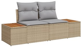 vidaXL 9 Piece Garden Sofa Set with Cushions Beige Poly Rattan Acacia