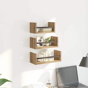vidaXL Σετ ραφιών τοίχου 3 pcs Artisan Oak 40x16x14εκ.