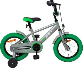 Sports 14 Inch 22 cm Boys Coaster Brake Grey/Green