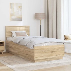 vidaXL Σκελετός Κρεβατιού Sonoma Δρυς 90 x 190 cm Επεξεργασμένο Ξύλο