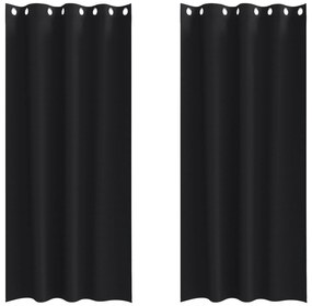 vidaXL Κουρτίνες με κουρτίνες 2 pcs Μαύρο 225 x 140 εκ. Πολυεστέρας
