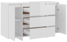 Συρταριέρα με 3 Συρτάρια Γυαλ Λευκή 120x41x75εκ από Μοριοσανίδα - Λευκό