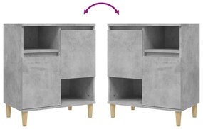 vidaXL Ντουλάπια 3 τεμ. Γκρι Σκυροδέματος 60x35x70 εκ. Επεξεργ. Ξύλο