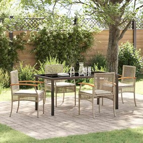 vidaXL Σέτ φαγητού για κήπο 5 pcs Μπεζ συνθετικό ρατάν