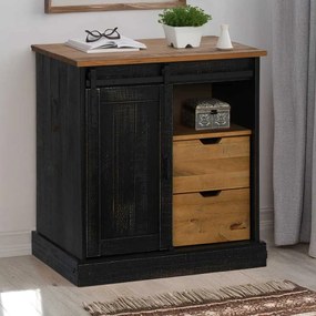 vidaXL Sideboard HALDEN με συρόμενη πόρτα Μαύρο 80x40x80 cm