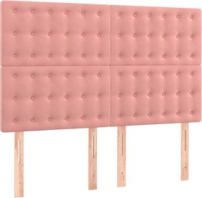 vidaXL Κρεβάτι Boxspring με Στρώμα Ροζ 140x200 εκ. Βελούδινο