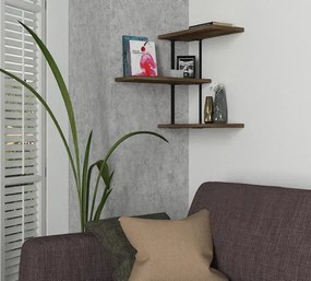Stewehome Καρυδιά μοντέρνο επιτοίχιο ράφι με μεταλλικές βάσεις 45x20x47.4 cm