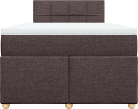 vidaXL Κρεβάτι Boxspring με Στρώμα Σκούρο Καφέ 120x200 εκ. Υφασμάτινο