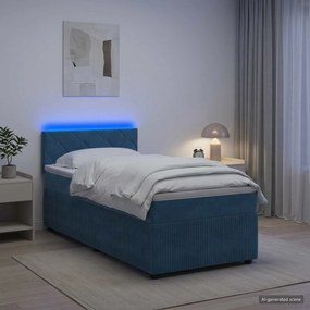 vidaXL Κρεβάτι box spring με στρώμα Μπλε 100 x 200 cm Βελούδο